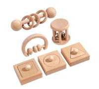 Abaodam 1Set Wooden Grasping Rattles with Bell Shape Sorting Educational for Newborns Promotes Cognitive Development and Creativity Boy Girl