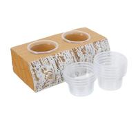 Abaodam 2 Bowl Reptile Food Dish Gecko Water and Food Dish Nonstick Coating Hanging Feeding Ledge Resin Reptile Tank Accessories