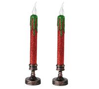 Abaodam 2-Pack Christmas Candle Light Flameless Electric Candle Lamp Base Battery-Powered LED Candlesticks for Xmas Party and Living Room Decor Simulated Fire Light Plastic Accessories