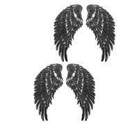 Abaodam 2 Pairs Black Sequin Angel Wings Patch Sew-on Embroidered Clothes Patch for DIY Craft Projects and Skirts, Sturdy Polyester Material Suitable for Personal Use and Clothing