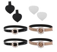 Abaodam 2 Pairs Decorative High Heel Shoe Straps round Pearl Buckle, Anti-drop Detachable Ankle Belts for Women’s Heels, Made of Artificial Leather and Metal, for Office and Business