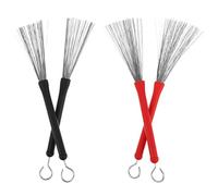 Abaodam 2 Pairs Retractable Hard Wire Drum Brushes with Handle, Jazz Percussion Wire Brush Sticks in Two Colors for Acoustic Drum Practice and Performance Accessories