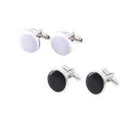 Abaodam 2 Pairs Round Alloy French Shirt Cufflinks for Men Fashionable Two-tone Sleeve Buttons Polished Accessories for Wedding Business and Formal Wear