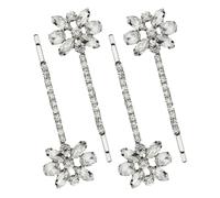 Abaodam 2 Pairs Silver Rhinestone Hairpins Flower Hair Clips Shape Shiny Luster Hair Accessories for Women Engagements Taking Pictures