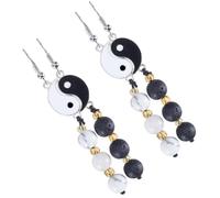 Abaodam 2 Pairs Tai Chi Yin Yang Dangle Earrings Women’s Bagua Alloy Ear Hooks Yin Yang Ear Accessories for Spiritual Balance and Everyday Wear