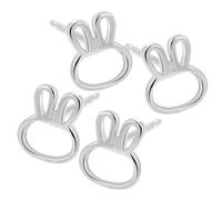 Abaodam 2 Pairs Tiny Rabbit Ear Studs Cute Animal Earrings Silver Minimalist Bunny Jewelry for Women Easter Small Earrings