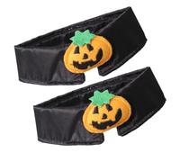 Abaodam 2 Pcs Adjustable Black Polyester Pet Pumpkin Collar with Lovely Pumpkin Design for Cats and Dogs, Easy to Take off Halloween Accessory Full of Halloween Atmosphere