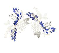 Abaodam 2 Pcs Blue Rhinestone Leaf Hair Comb with Metal Frame, Decorative and Not Easy to Fall, Wedding Hair Accessories for Special Days