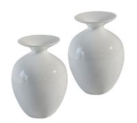 Abaodam 2 Pcs Ceramic Flower Vase White Flower Arrangement Container Minimalist Contemporary Design Material for Office and Balcony Decoration