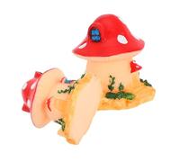 Abaodam 2 Pcs Creative Simulated Mushroom House Decoration Micro Landscape Ornament for Reptile Box Non-fading Stylish Accessory Cute Cottagecore Decor for Garden and Aquarium