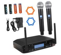 Abaodam 2 Pcs GLXD4 Wireless Microphone Set One-to-Two BETA58A FM U-Band UK Plug Anti-Slip Rings For Singing and Live Performance Black ABS AC230V