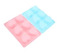 Abaodam 2 Pcs Heart-Shaped Silicone Mold with 6-grids, Non-Stick and Easy to Use Ice Cube and Chocolate Tray, Space-Saving Design for Valentine's Day and Kitchen Baking
