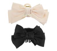 Abaodam 2 Pcs Large Bow Hair Claw Clips for Women Decorative Fabric and Plastic Jaw Clips Lightweight and No Hair Accessories for Makeup and Cleaning The House
