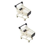 Abaodam 2 Pcs Mini Shopping Cart Storage Wicker Kitchen Basket Slim Rolling Storage Cart