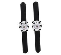 Abaodam 2 Pcs Panda Children’s Silicone Watch Bendable Slap Band Portable Wristwatch for Boys and Girls Kids Cartoon