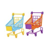 Abaodam 2 Pcs PVC Simulation Trolley Mini Shopping Cart for Role Play Storage Rack for Dolls and Random Color Educational Pretend Play for Boys Random Color