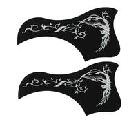 Abaodam 2 Pcs Self-adhesive Guitar Pickguard Stickers 40-41 Inch Acoustic Guitar Protective Scratch Plate with Bird and Mythical Design Silver