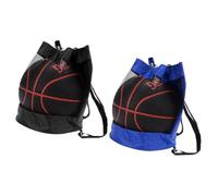 Abaodam 2 Pcs Sports Ball Mesh Net Bag with Thickened Shoulder Straps Oxford Cloth Drawstring Backpack for Basketball Soccer Football Outdoor Use Blue and Black