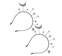 Abaodam 2 Pcs Star and Crescent Hair Hoops Lightweight Alloy Headbands for Women, Delicate Design for Daily Wear and Birthday Party Accessories