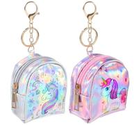 Abaodam 2 Pcs Unicorn Coin Purses for Women with Keychain, Small Mini Wallets with Zipper, Bright Colorful Surface, Travel Coin Pouch Set