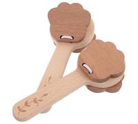 Abaodam 2 Pcs Wooden Paw Shape Castanets with Long Handle Animal Themed Soundboard Musical Instruments Hand Clappers for Rhythm Development and Party Fun