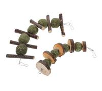 Abaodam 2 Pcs Wooden Pet Molar Toy Assorted Color Natural Wood and Grass Material Resting Toy and Plaything for Mouse and Small Furry Animals in Pet's Home