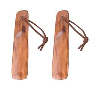Abaodam 2 Pcs Wooden Shoehorns 15.5Cm with Leather Loop, Portable Practical Shoe Accessories for Home Use and Easy Shoe Wearing Random Color Random Color