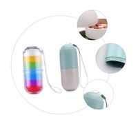 Abaodam 2 Pieces Portable Pill Storage Holder Wheat Material Weekly Organizer for Vitamin Fish Oil Supplements with Capacity and Easy Spin Open Design