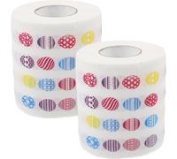 Abaodam 2 Rolls Easter Tissue Decor Printing Napkin Soft Toilet Paper Comfortable Practical Wood Pulp Material Delicate Patterns Beautiful Design Everyday Use