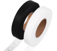 Abaodam 2 Rolls No Sew Hem Tape for Clothes and Curtains, 2cm X 70 Yards, Black White Fusible Iron-on Hemming Tape for Sewing and DIY Fabric Bonding