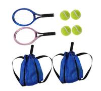 Abaodam 2 Set Mini Tennis Rackets with Balls Dollhouse Sports Accessories for Interactive Role-playing and Dollhouse Decoration Enhancing Creativity and Social Skills