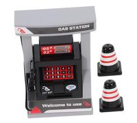 Abaodam 2 Set Miniature Gas Station Set for Boys DIY Assembly Dollhouse Gas Station Models with Road Cones and Barriers Realistic Construction Role Play for Creative Indoor Fun