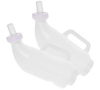 Abaodam 2 Sets 2l Portable Livestock Milk Feeding Bottles with Silicone Nipples and Leakage Prevention, Plastic Nursery Bottles for Sheep and Calf Feeding on Breeding Farms Random Color