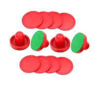 Abaodam 2 Sets Air Hockey Paddles Replacement Set with Self Adhesive Lint Patches and Red Pucks Table Hockey Accessories for Enhanced Puck Glide and Play
