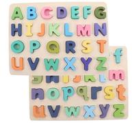 Abaodam 2 Sets Alphabet Puzzle for Matching English Letter Jigsaw Bright Non-fading Colors Educational Cognitive Game for Learning and Interaction