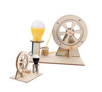 Abaodam 2 Sets DIY Hand Crank Generator Science Kit, Manual Electricity Generator Model Random Bulb Colors, Educational Wooden Projects for Elementary Science Experiments Random Color