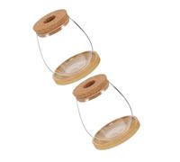 Abaodam 2 Sets Hydroponic Planters Clear Borosilicate Glass Micro Landscape Bottles with Bamboo Saucers Propagation Jars for Herb Growing Office Desk Decoration