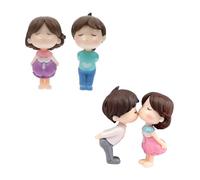 Abaodam 2 Sets Lovely Couple Doll Crafts Plastic Desktop Couple Doll Home Decoration Adorable Art Crafts for Indoor Spaces and Car Party Decoration Tabletop Adornment