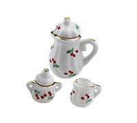 Abaodam 2 Sets Mini Cherry Teapot Fairy House Props Dollhouse Accessories for Arrangement Light Practical Miniature Tea Model