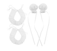 Abaodam 2 Sets Miniature Chef Hat Neckerchief for Plush Dolls Adjustable Bands Lightweight Decorative Tiny White Headwear for Dollhouse Kitchen Role Play and Doll Accessories