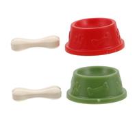 Abaodam 2 Sets Miniature Dog Bowl Adorable Dollhouse Accessories with Tiny Bone Realistic Pet Food Dish for Playtime Versatile Decorative Water Bowl for Dollhouses