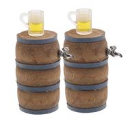 Abaodam 2 Sets Miniature Wine Cellar Decoration Mini Beer Keg Dollhouse Photography Props Dollhouse Decoration Miniature Beer Barrel Light Brown Plastic
