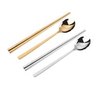 Abaodam 2 Sets Stainless Steel Chopsticks with Hollow Heat Insulation Design and Long Handle, Sturdy Korean Cutlery for Daily Use and Having Japanese Sushi