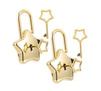 Abaodam 2 Sets Star-Shaped Mini Padlock with Keys Portable Notebook Lock for DIY Diaries Jewelry Boxes Travel Office School Golden Five-Pointed Design for Creative Crafting and Personal