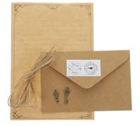Abaodam 2 Sets Vintage Letter Writing Paper and Envelopes Set A5 Size Smooth Writing Paper and Hemp Rope for Painting and Copying Poems, Convenient to Use Beige Stationery Kit