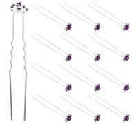 Abaodam 20 Pcs U Shaped Rose Flower Hair Clips with Rhinestones, Alloy Material, Glittering under Lights, for Wedding and Prom Hairstyle DIY Accessories