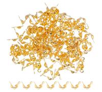 Abaodam 200pcs Gold Plated Fold-Over Clamshell Crimp End Caps 4×7mm for Bracelet Necklace Bead Tip Knot Covers DIY Jewelry Making Cord Ends