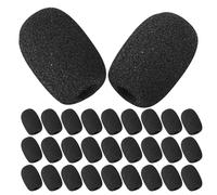 Abaodam 200pcs Microphone Windproof Cover Reusable Black Mini Foam Headset Microphone Windscreen Protective Cover Small Mic for Pop Filter Replacement and Accessories