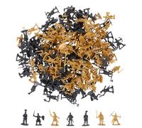 Abaodam 200pcs Mini Medieval Soldier Figures Set, Small Plastic Army Men for Sand Table Decoration and ’ War Play, Gray and Gold Mixed Colors