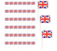 Abaodam 200pcs United Kingdom Flag Toothpick Flags Cake Decorative Picks Party Dessert Toppers Fruit Sticks Cocktail Picks for Birthday and Celebration Decorations